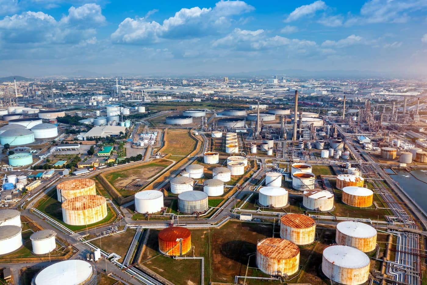 Aerial view of oil and fuel logistics operations